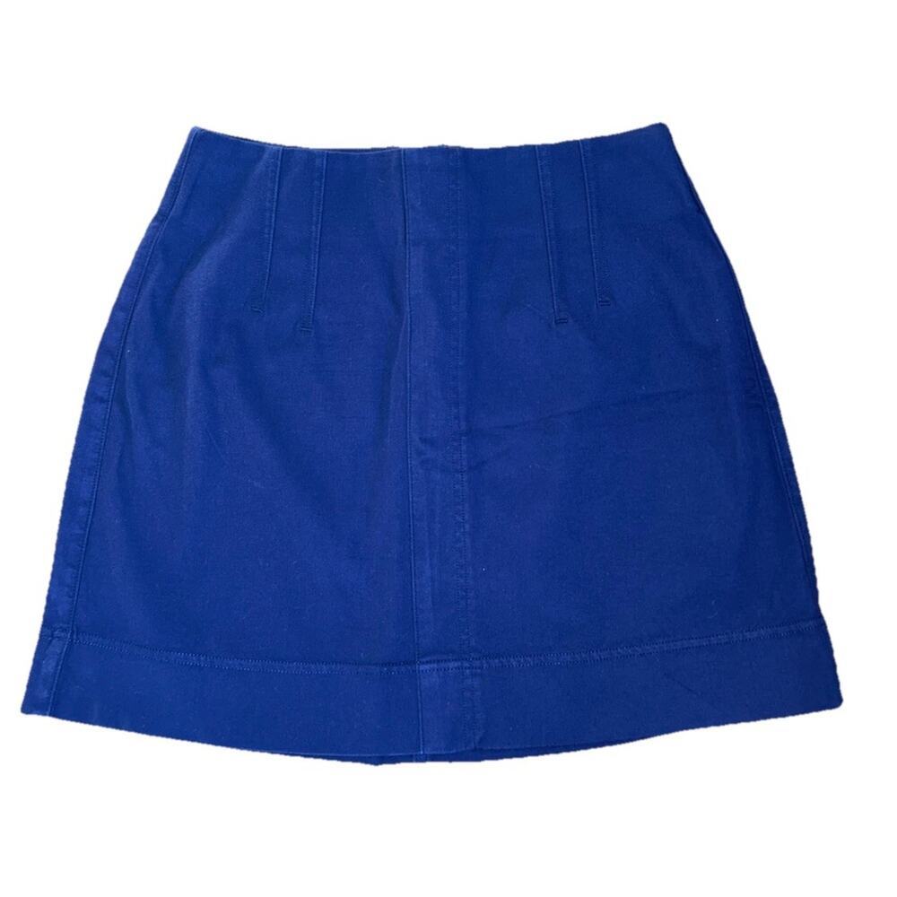 NEW Spanx Stretch Twill Mini Skirt Women's Size Medium Lapis Blue A-Line
